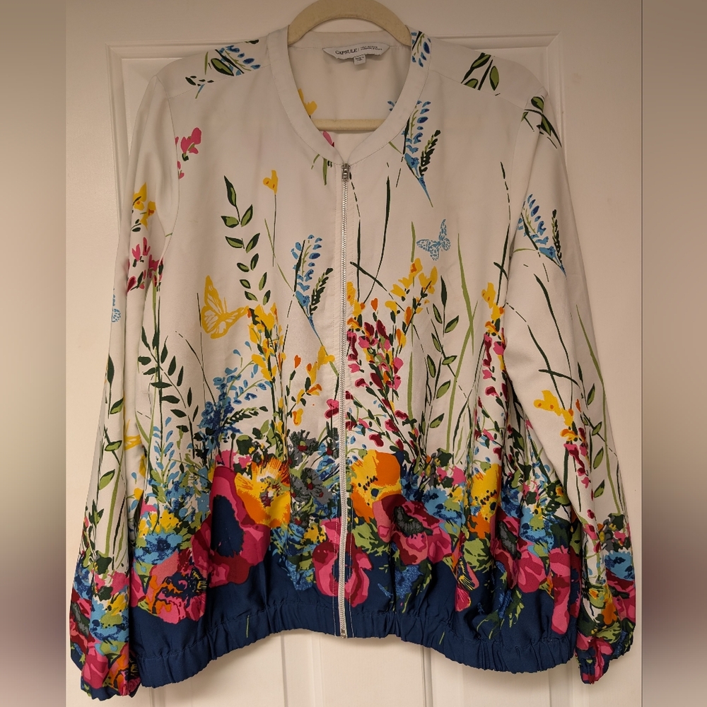 Floral Bomber Jacket with Multicolor Design